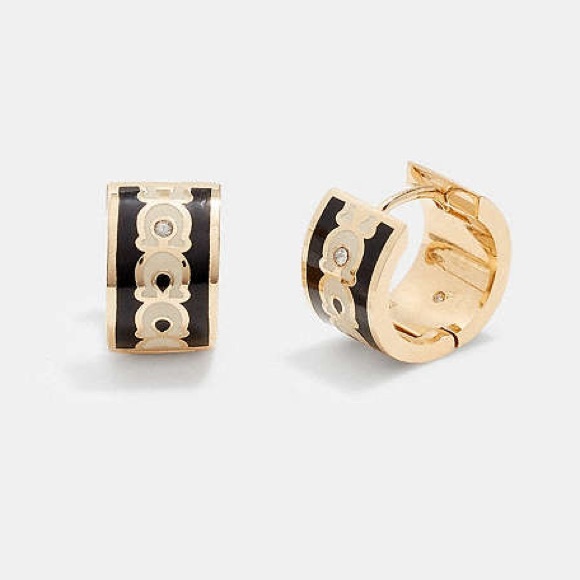 COACH Signature Enamel Hoop Earrings - Picture 1 of 5
